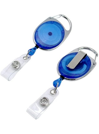 2 Pack - Heavy Duty Badge Reel with Badge Holder & Key Ring