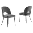 thumbnail image 1 of Contemporary Dark Gray Velvet Side Chairs with Silver Chrome Base (Set of 2), 1 of 2