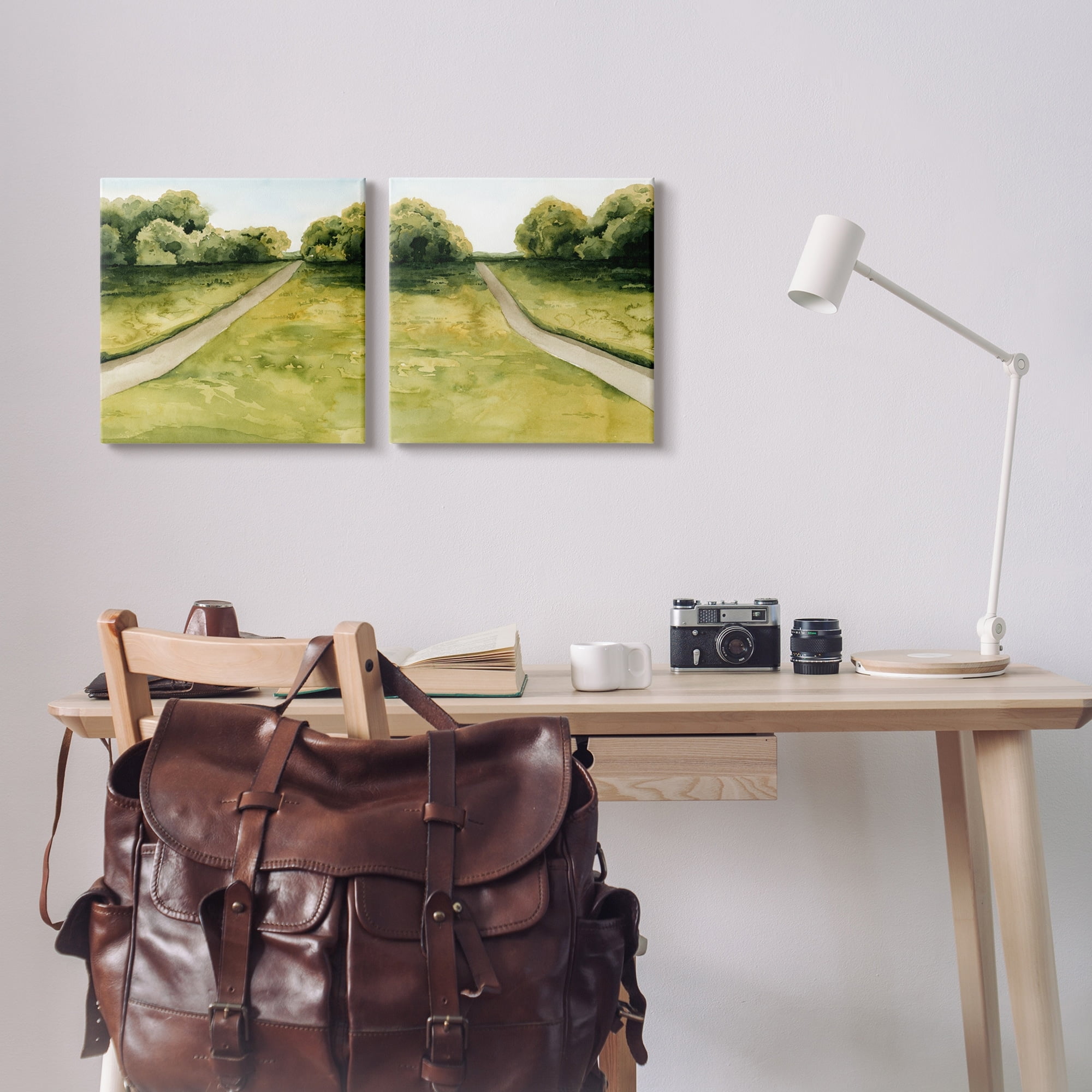 Stupell Industries Distant Rural Path Greenery Botanical Countryside Bushes Painting Gallery Wrapped Canvas Print Wall Art, Set of 2, Design by Grace Popp