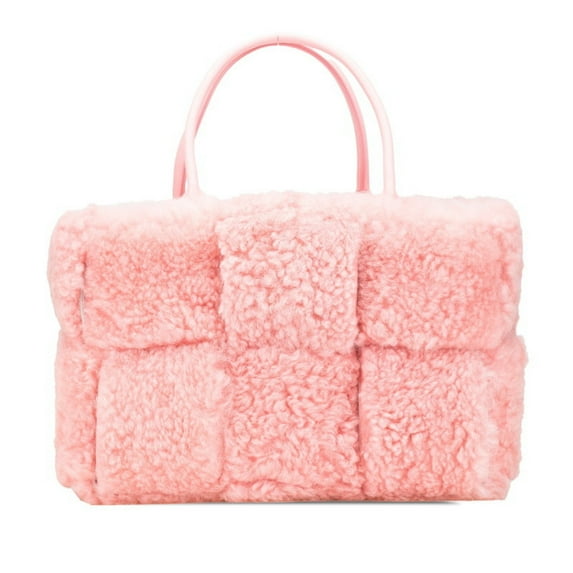 Pre-Owned Bottega Veneta Maxi Intrecciato Arco Handbag in Pink Mouton Leather for Women