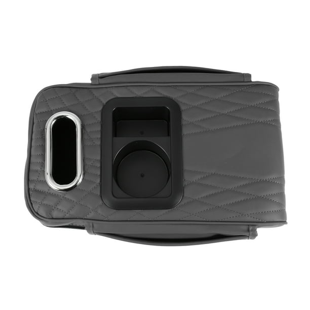 Funda del Consola Central del Coche Funda para Reposabrazos Multifuncional 13.39"x7.48"x3.15" Gris Negro Cuero Nappa