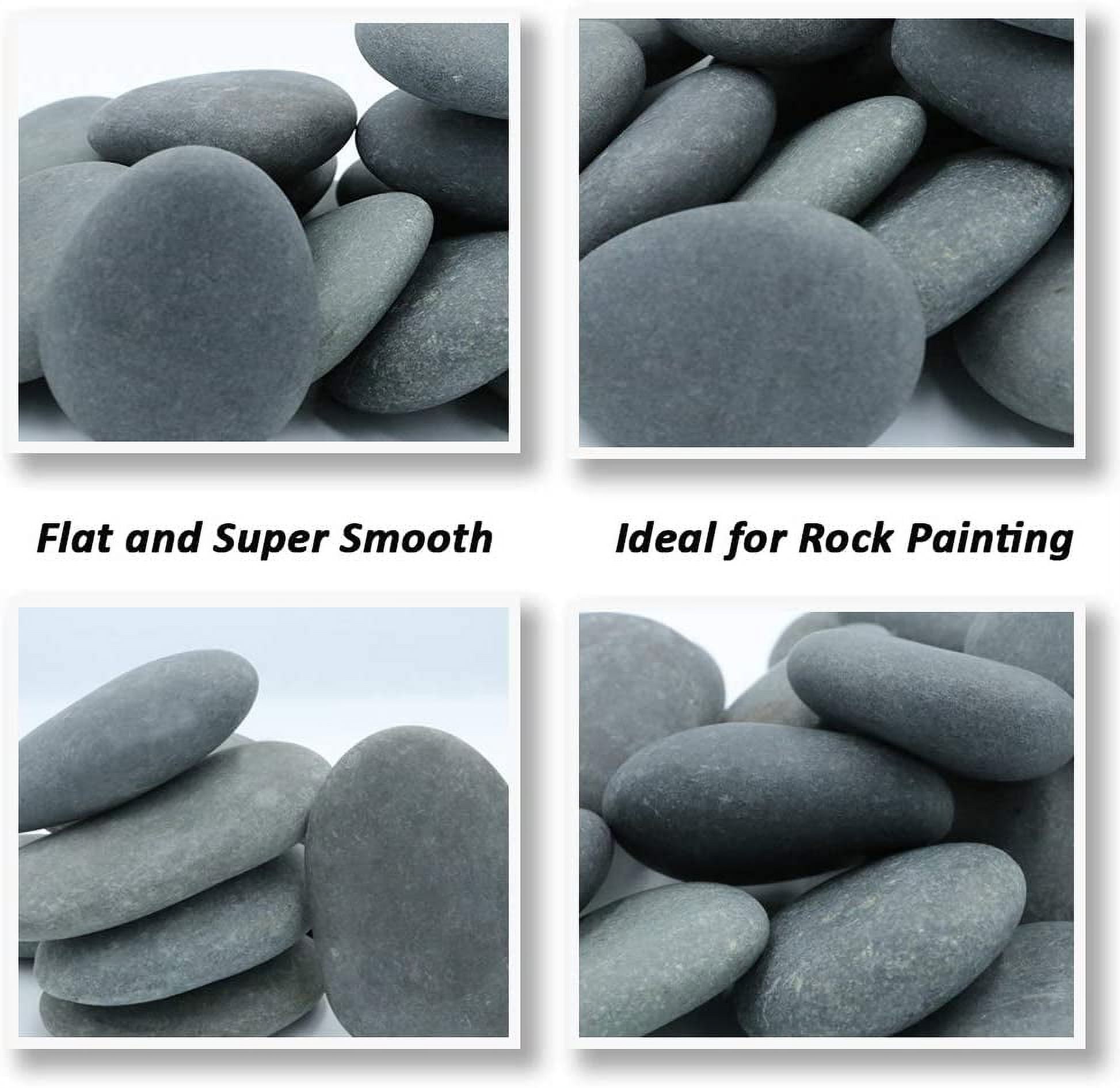 Koltose by Mash Bulk White River Rocks for Painting – 40 Big Rocks, 2” - 3.5” inch Flat Smooth Stones, About 12 lb. of Craft Rocks F