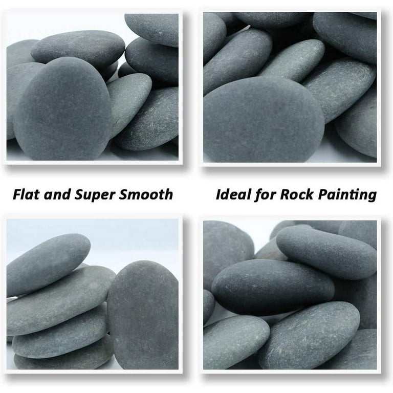 Lot of 2 Big 6 1/2 Inch Beach Rocks for Painting. Large Flat