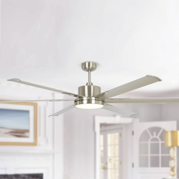 Parrot Uncle 65-inch Nickel Aluminum 6-blade LED Ceiling Fan with Remote