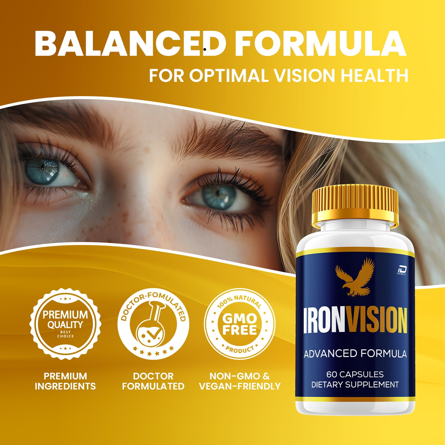 Iron Vision Eye Support Supplement – IronVision Capsules Eye Vitamins Healthy Vision, 3 Pack, 180 Capsules