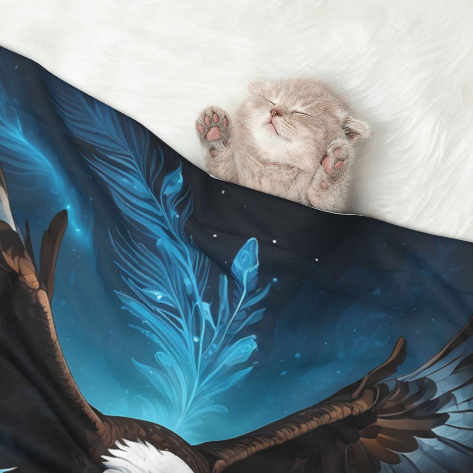Naloa Night Sky Forest Bald Eagle Dog Blanket, 3 Sizes Cat Blanket for Indoor Cats Large Medium Small Dog Gifts-Medium