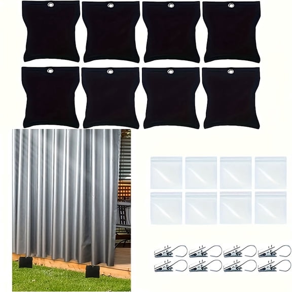 8 PackOutdoor Curtain Weights, 15oz Outdoor Curtain Sandbag Weighted Bags Drapery Weights Bottom Patio Curtain Weights Bags Holder Clip for Pergola Drapes Cabana Gazebo Garden