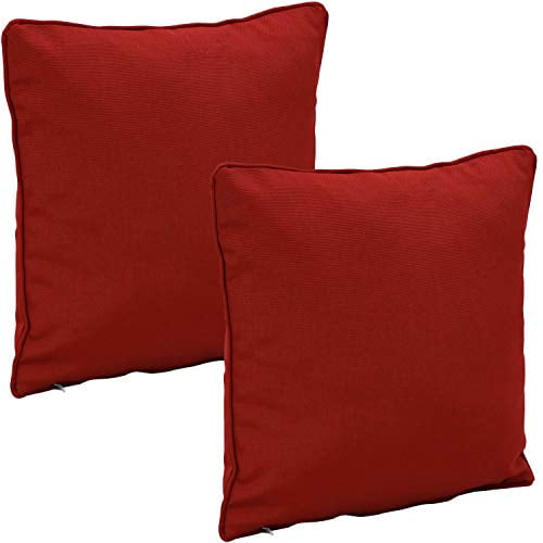 Sunnydaze Set Of 2 Indoor Outdoor Decorative Throw Pillows 16 Inch Square Olefin Fabric Accent Toss For Patio Furniture Pillow Outside Bench Chair And Loveseat Red Com Indoor Outdoor Decorative Throw Pillows, Throw Pillows For Outdoor Furniture
