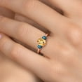 thumbnail image 4 of Gem Stone King 1.79 Ct Oval Checkerboard Yellow Citrine Blue Diamond 18K Rose Gold Plated Silver Ring, 4 of 6