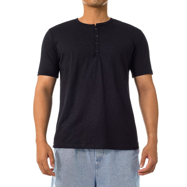 Lucakuins Hombres Camisa Casual, Manga Corta Cuello Redondo Botones Sólido Suelto Fiesta Calle Primavera Verano Tops Lucakuins moda