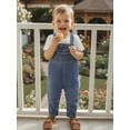 thumbnail image 3 of BemeyourBBs Toddler Baby Girls Boys Denim Overalls Infant Jeans Romper Bib Overall Sleeveless Solid Jumpsuit with Pocket, 3 of 9