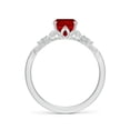 thumbnail image 2 of ANGARA Lab Grown Cushion Rectangular Ruby Engagement Ring with Leaf Motifs for Women in 14K White Gold (Size-8x6mm) | July Birthstone, Anniversary, Jewelry Gift for Women | Lab-Grown Ruby Ring, 2 of 8