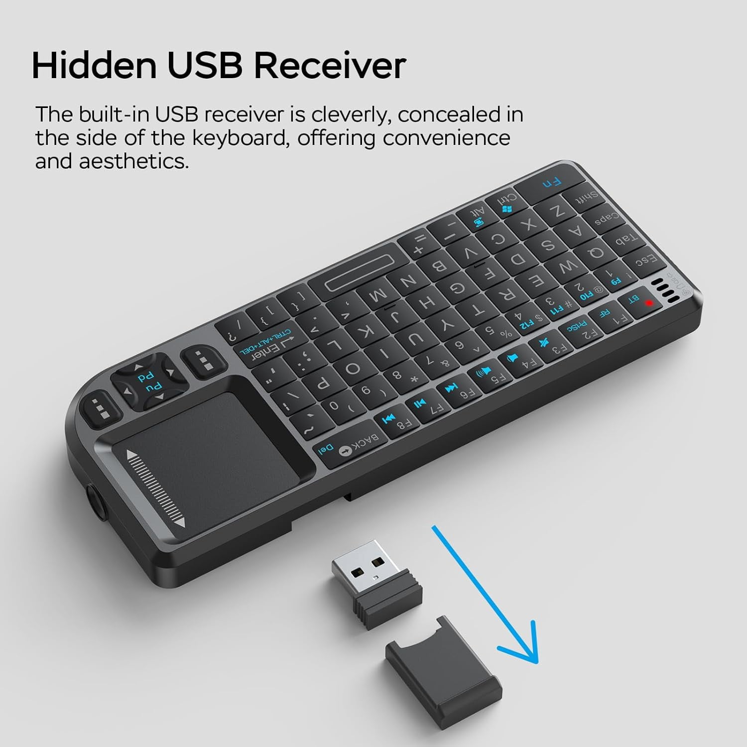 Mini Wireless Keyboard with Touchpad - Bluetooth & 2.4G Dual Mode Portable Cyberdeck Keyboard - 7-Color Backlit Rechargeable Remote for PC, TV, Tablet & Travel - Perfect for Home Office