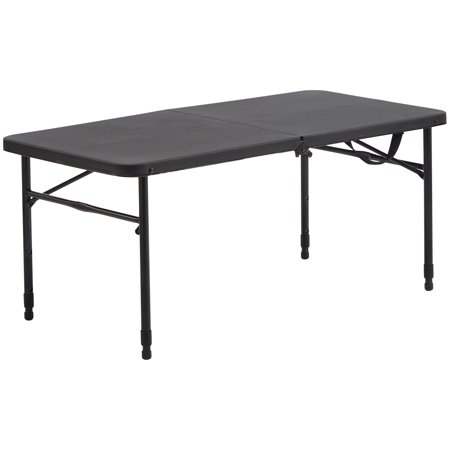40"L x 20"W Plastic Adjustable Height Fold-in-Half Folding Table, Rich Black