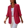 thumbnail image 6 of Blazers for Women Business Casual 3/4 Long Sleeve Lapel Open Front Suit Jacket Work Blazer with Pockets Business Casual Office Work Suit Jacket Summer Dressy Coat Outfits, 6 of 7