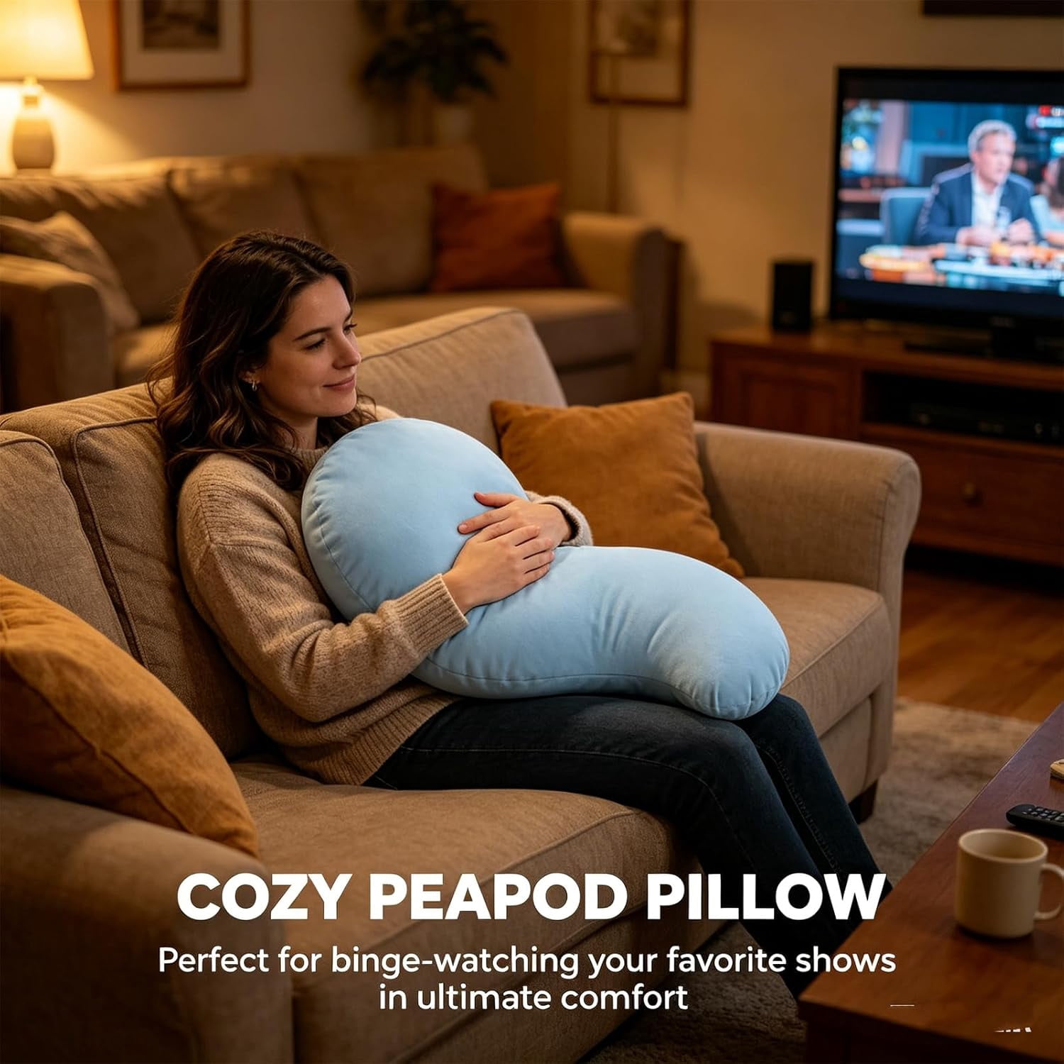Pea Pod Body Pillow for Adults, Pea Pod Body Pillow for Side Sleepers, Soft Long Hugging Pillow with Removable Washable Cover, Multipurpose Back Leg Support Pillow for Bedroom Sofa Home (Leopard blue