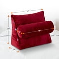 thumbnail image 2 of Cheer Collection Wedge Reading Pillow with Adjustable Bolster Memory Foam Back Support Maroon, 2 of 5