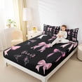 thumbnail image 3 of Manfei Pink Princess Bow Set Queen Sheet Sets for Girls, Cute Ribbon Bed Set, 4 Pieces, 3 of 5