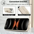 thumbnail image 5 of for iPhone 17 Pro Max Case with Card Holder,Stand,Adjustable Strap,PU Shockproof Anti-drop Multi-function Phone Protective Shell,Off-white,iPhone 17 Air-6.5", 5 of 8