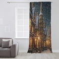 thumbnail image 3 of Old World Town,Semi Sheer Curtains Drapes for Living Room,Bedroom,French Doors Window 84 Inches Long,Christmas Historical Winter Street House Rod Pocket Chiffon Curtain Drapery Voile Draperies Panel, 3 of 6