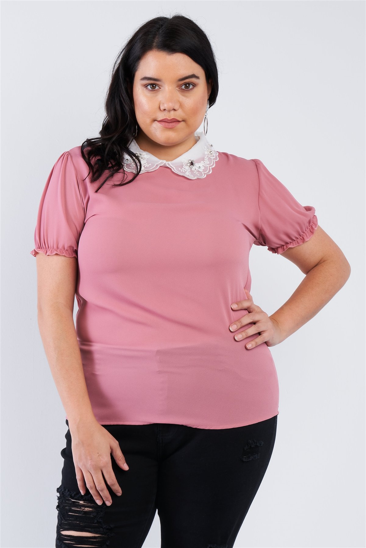 Peter pan collar shirt plus size Clearance