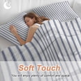 thumbnail image 4 of 3 Piece Navy Blue Striped Duvet Cover Set California King,Microfiber Comforter/Quilt Cover with Corner Ties and 2 Pillowcases,Navy Blue White Stripes Farmhouse All Season Bedding with Zipper Closure, 4 of 8