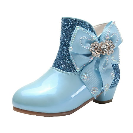 

koaiezne Girls Boots Autumn And Winter Bowknot Cute Children Boots Women New Side Zipper Children s Princess Boots Tan Winter Boot Classic Boots for Girls