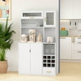 thumbnail image 2 of HOMCOM Hutch de Cuisine avec Rangement pour Vin Micro-Ondes Comptoir Tiroir Blanc, 2 of 10