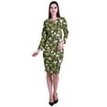 thumbnail image 3 of Moomaya Printed Full Sleeve Bodycon Dress for Women Scoop Neck Side Slit Casual Clothing, 3 of 8