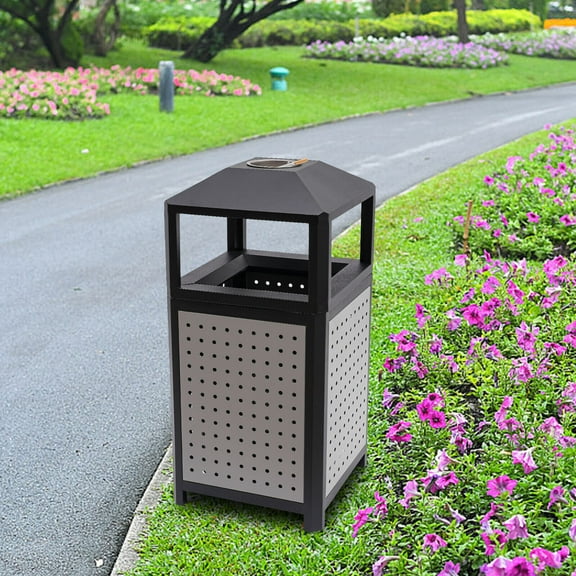 15-gallon Large Capacity Commercial Waste Container, Outdoor Trash Can, Garbage Enclosure Four-sided Wide-opened Mouth(10.5*6.5 inches)