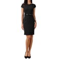 thumbnail image 2 of INSPIRE CHIC Business Dress for Women's Cap Sleeve V Neck Casual Work Office Belted Sheath Dresses XS Black, 2 of 6