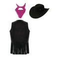 thumbnail image 2 of TSSOE Kids Girls Cowgirls Clothes Set Western Cowboy Themed Party Fancy Dress Up Fringed Vest Cowgirls Set Black Hot Pink 12, 2 of 3