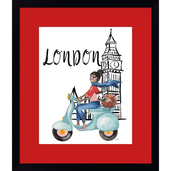 Great Art Now London By Moped by Elizabeth Medley, Framed Wall Art, 14.75W x 17H