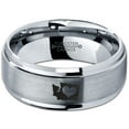 thumbnail image 2 of Tungsten Washington The Evergreen State Heart Band Ring 8mm Men Women Comfort Fit Gray Step Bevel Edge Brushed Polished, 2 of 4