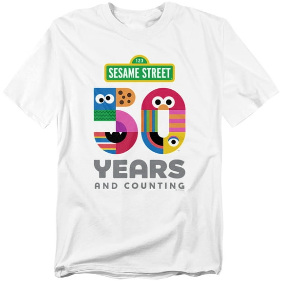 Sesame Street T-Shirt 50 Years Logo Unisex Graphic Tee For Men & Women White
