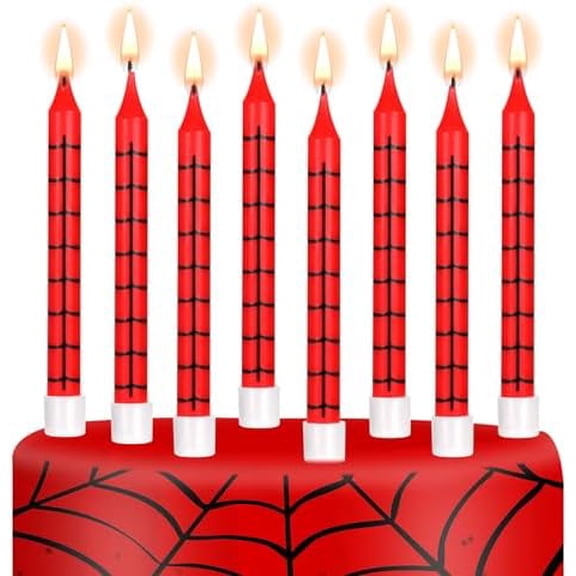 12 Pcs Spider Themed Birthday Candles Web Cake Topper for Spider Party Decoration Birthday Baby Shower Halloween Party$$Home Decor, Kitchen, & Other