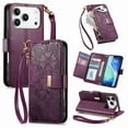 thumbnail image 2 of Crossbody For iPhone 17 Pro Max Wallet Case with RFID Blocking Card Holder,Magnetic Clasp Premium PU Leather Flip Kickstand Zipper Slot Handbag Women Shoulder/Wrist Strap Phone Case,Purple, 2 of 13