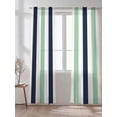 thumbnail image 2 of Sheer Curtains 84 Inches Long 2 Panels Set for Living Room, Light Green Navy Blue Striped Semi Sheer Curtains for Windows, Farmhouse Stripe Art Voile Window Treatments Rod Pocket Curtain, 2 of 7