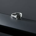 thumbnail image 5 of Gem Stone King 10K White Gold Black Onyx and White Moissanite 3-Stone Engagement Ring for Women | 1.73 Cttw | Cushion 7MM | Wedding Engagement Anniversary Promise Ring for Women | Size 7, 5 of 5