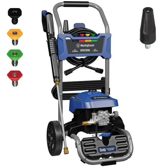 Hidrolavadora eléctrica Westinghouse WPX2300e, 2300 PSI máx. y 1,76 GPM máx., motor de inducción, depósito de jabón integrado, pistola rociadora y varilla, juego de 5 boquillas, para coches, cercas, e