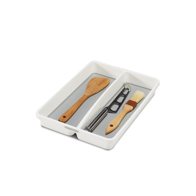 Madesmart Premium Antimicrobiano Clásico Mini Bandeja Para Utensilios Agarre Suave Antideslizante Organizador De Cajones De Cocina 2 Compartimentos Organización Del Hogar Multiusos Certificado Epa Bla
