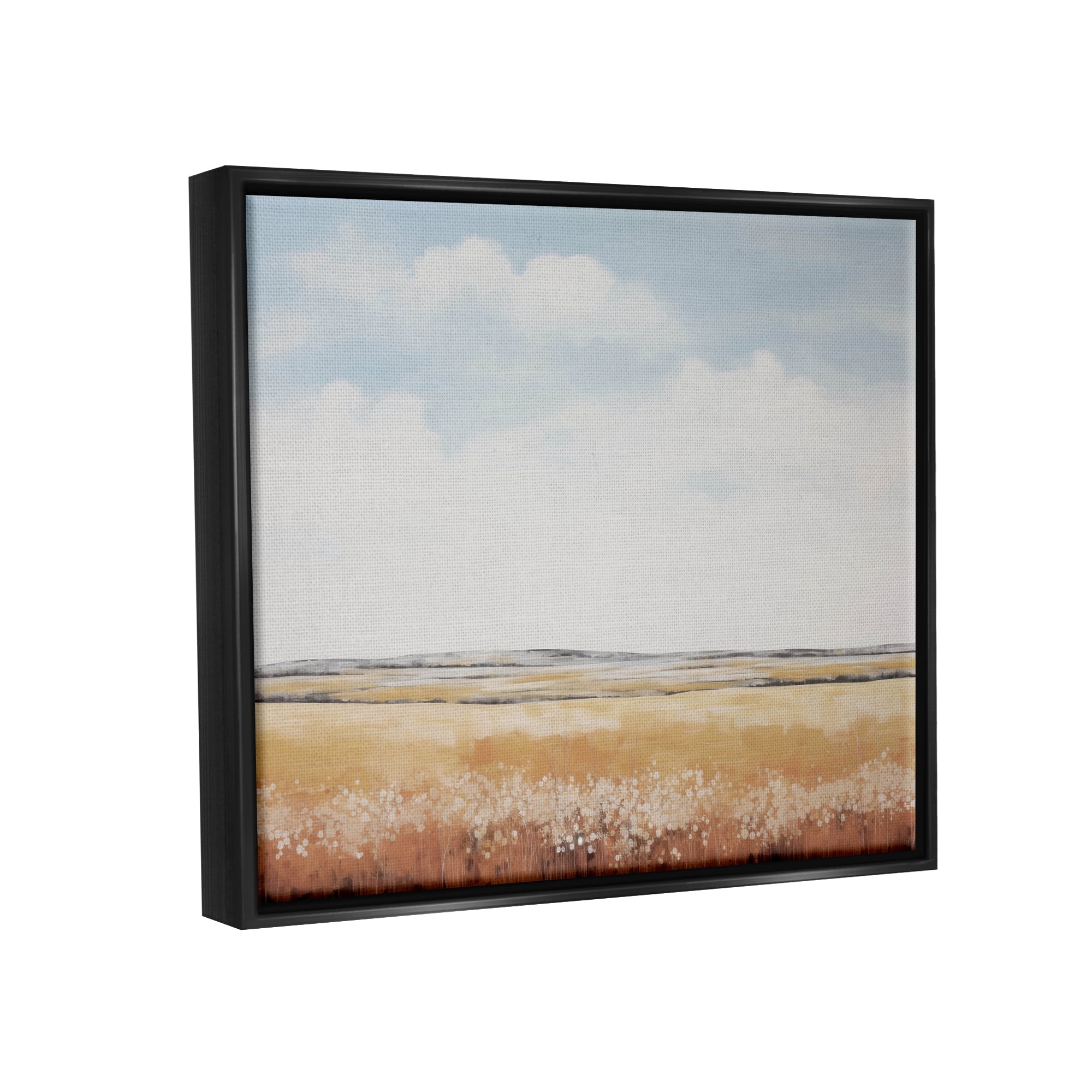 Stupell Industries Abstract Countryside View Landscape Painting Black Floater Framed Canvas Art Print Wall Art, 31 x 25
