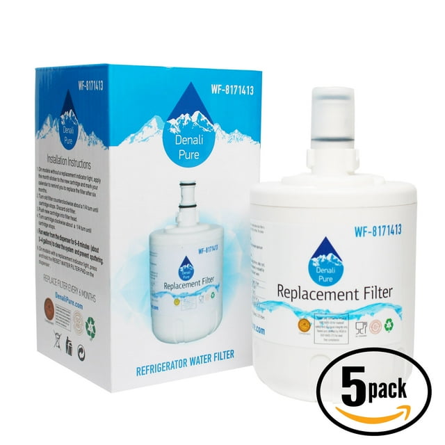 Lot de 5 Filtre à Eau de Réfrigérateur de Remplacement KitchenAid KTRA22ELSS01 - Compatible avec KitchenAid 8171413, 8171414 Cartouche de Filtre à Eau de Réfrigérateur
