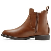 HARVEST LAND Women Chelsea Boots Brown Buckle Ankle Boots Fashion Soft Flat Booties for Female Size 10