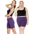 thumbnail image 2 of Stretch Is Comfort Women's Plus Size Cotton Biker Shorts Purple 5X, 2 of 6