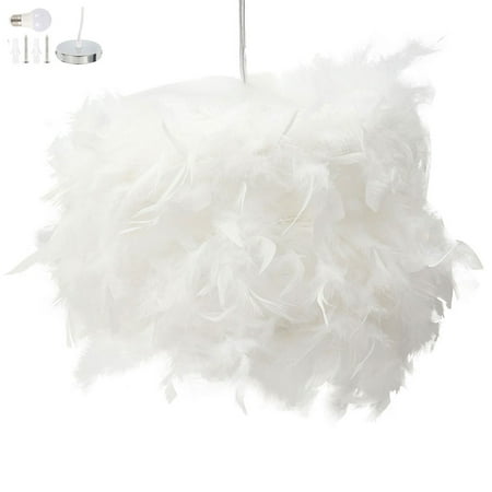 

KTCINA Feather Chandelier Feather Lamp Shade Feather Lampshade for Ceiling Pendant Light Household Light Shade Pendant Feather Lampshade with E27 LED Bulb for Bedroom Living Room