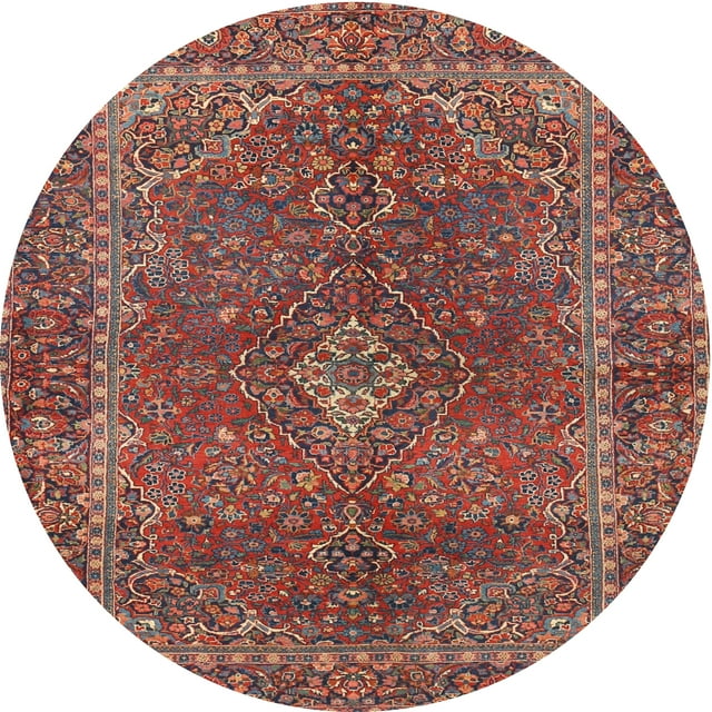 Ahgly Company Tapis d'Intérieur Lavables en Machine, Ronds Traditionnels Orange Saumon Rose, Ronds de 4'