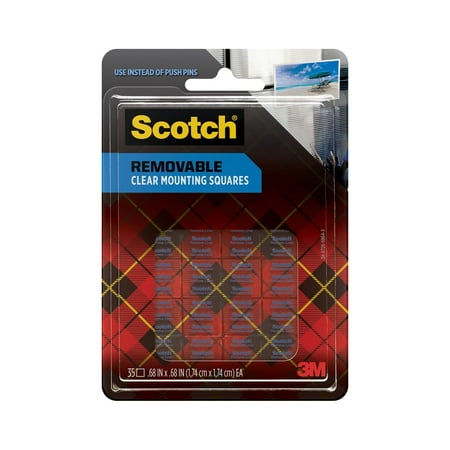Scotch Removable Clear Mounting Squares, .68" x .68" Squares, 35 Total