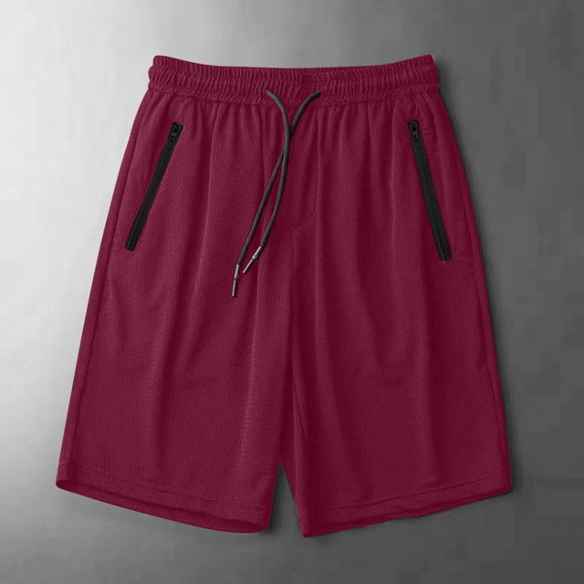 Admvng Mens Shorts Casual Solid Color Summer Ice Silk Drying Running Shorts With Pocket S-5XL