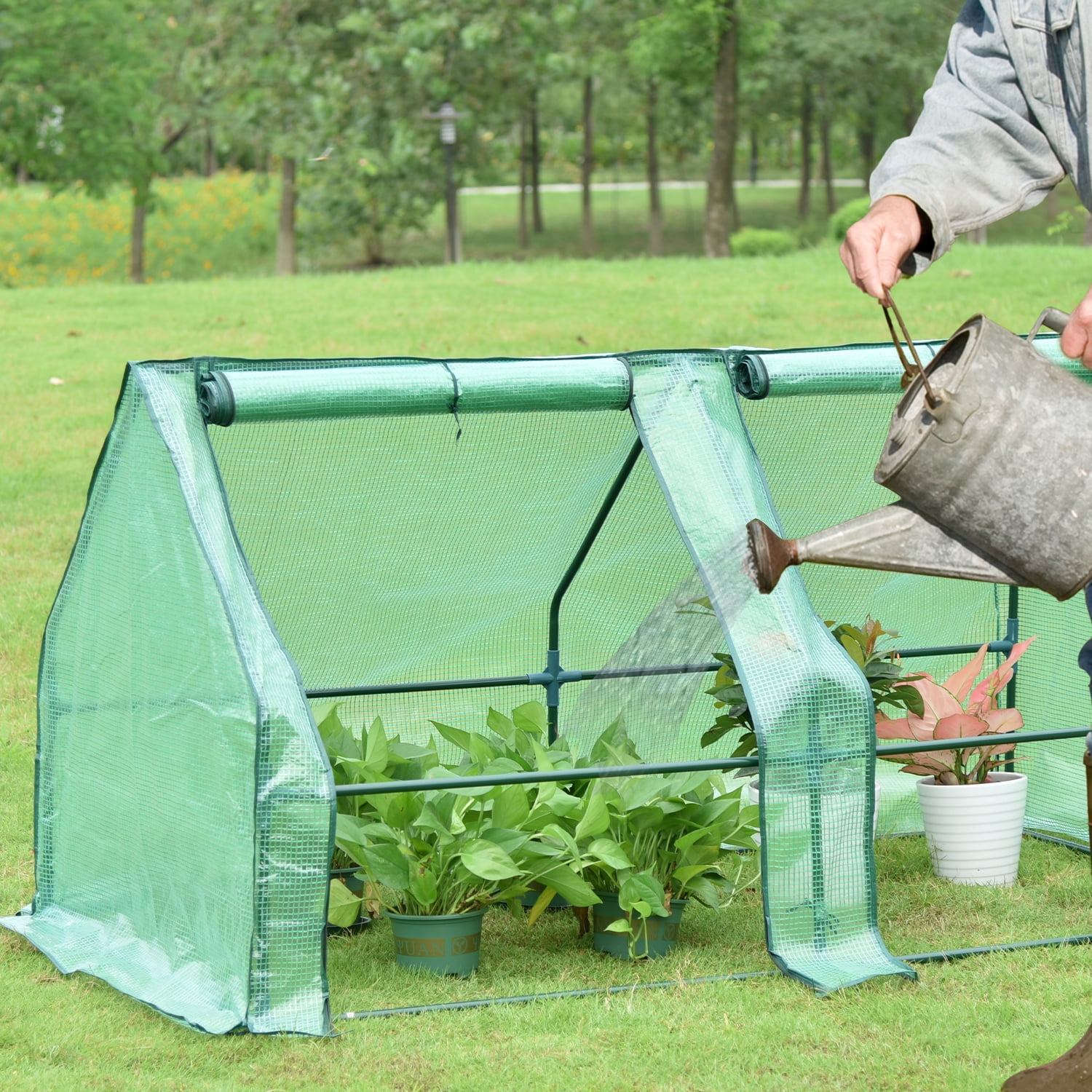 Aoodor 6 ft. x 3 ft. x 3ft. Mini Greenhouse with 2 Zipper Doors, Water Resistant UV Protected for Flowers, vegetables and herbs with 2 Covers